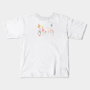 Mom and kids with flowers Kids T-Shirt